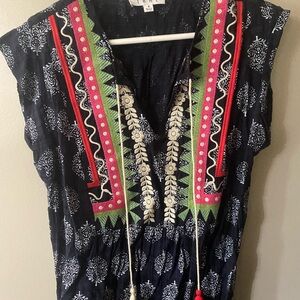 THML Navy Tunic with Red and Green Embroidery